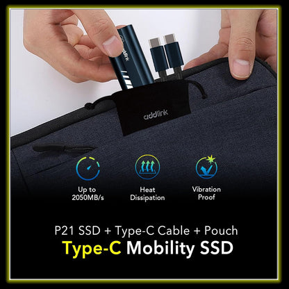 Addlink P21 1TB Portable External SSD, Up to 2,000MB/s Read, USB 3.2 Gen 2x2, Lightweight Storage for Photography, Video, Gaming and Fast backups, for PC Laptop Mac Windows Linux Android PS4 PS5