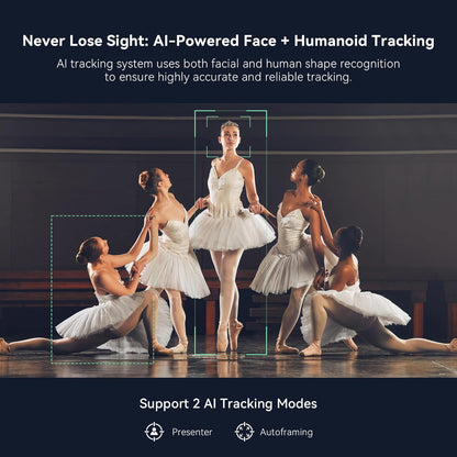 4K NDI PTZ Camera AI Auto-Tracking 20X Optical Zoom HDMI IP Live Streaming SDI USB3.0 PoE LAN Supports for Church Worship Event Video Conference YouTube OBS vMix Zoom Teams and More