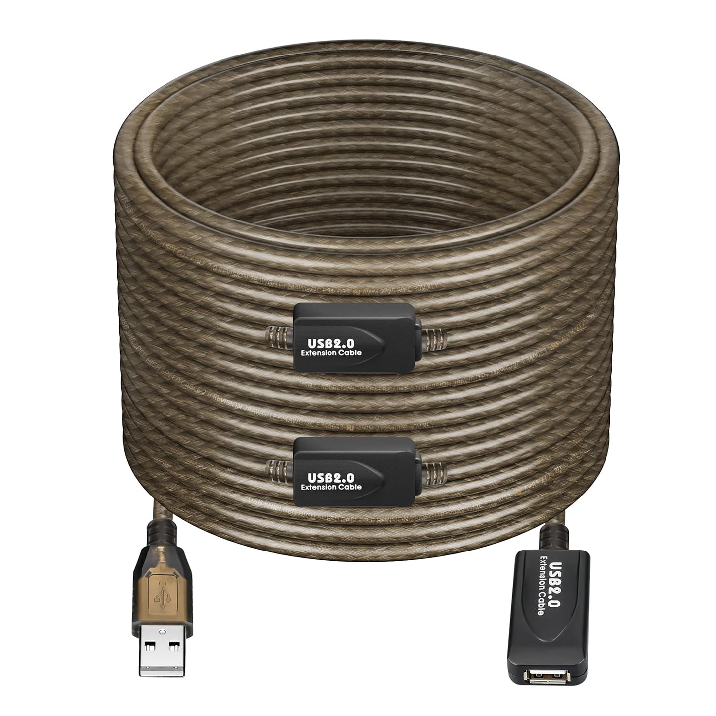 100 FT USB Extension Cable, USB 2.0 Type A Male to A Female Active Repeater Extension Cable 100ft, High Speed 480 Mbps