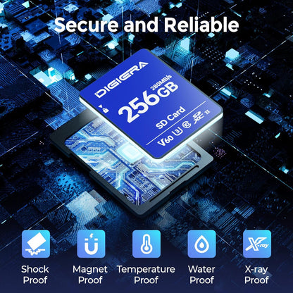 256GB LSU100 SDXC UHS-II Memory Card - up to 280MB/s, C10, U3, V60, 6K, SD Card for Computers, Digital Cameras, Home Theatre Devices, Car Navigation Systems (1 Pack)