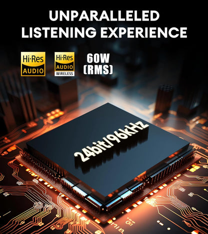 Edifier D32 Tabletop Wireless Speaker, Hi-Res Audio, LDAC, ALAC, 60W (RMS), 2.1 Acoustic Architecture, 11h Playtime, APP Control, Bluetooth 5.3, AirPlay2, USB-C and AUX Inputs, Brown