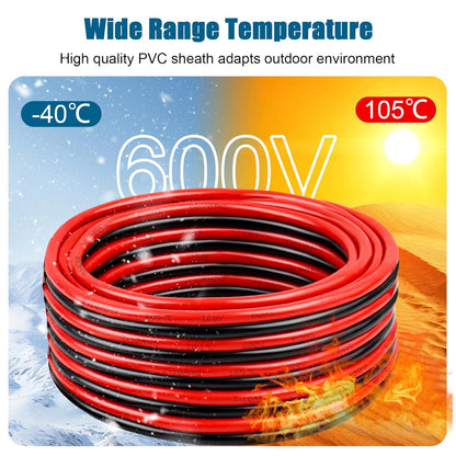 12 Gauge Wire 2 Conductors Copper Wire, 12 AWG Battery Cable Oxygen Free Copper Wire for Solar Panel, Automotive, Trailer, RV and Speaker (12 Gauge 30FT)