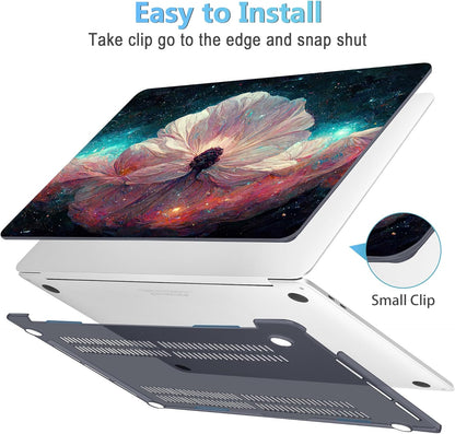 Mektron for MacBook Pro 13-inch Case 2022 2021 2020 Release A2338 M2 M1 A2289 A2251, Printed Plastic Hard Shell Cover for New MacBook Pro 13.3-inch Touch Bar Fits Touch ID，Galaxy Flower