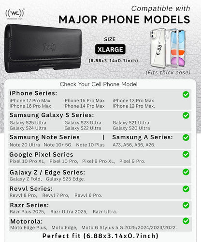 Phone Holster for Men with Credit Card Slot, Cell Phone Case, Fits iPhone 17/16/15/14/13/12 Pro Max – Belt Clip/Loop Carrying Phone Pouch Holder, X Large.