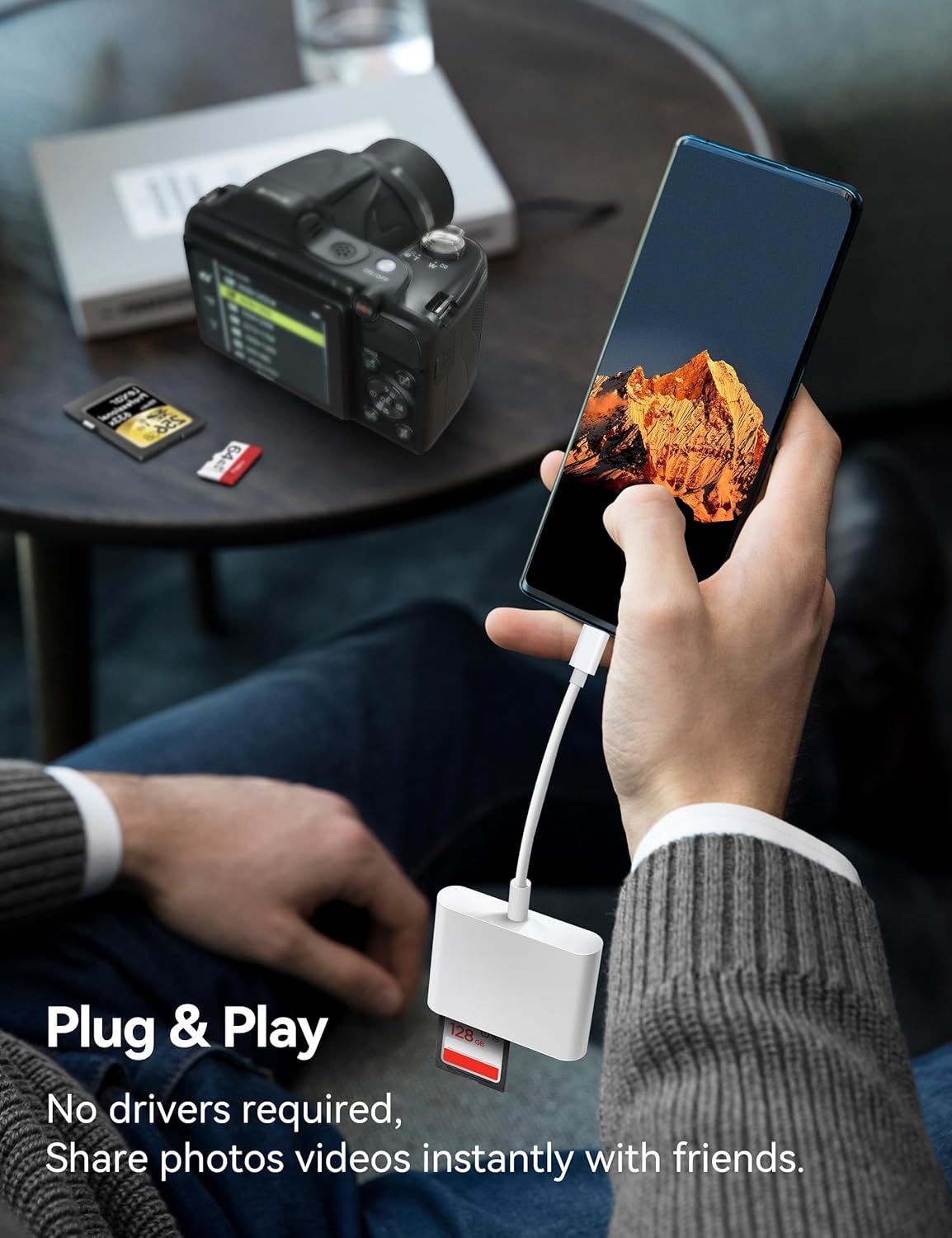 USB C to SD Card Reader, BnmxTek SD Card Adapter with SD MicroSD USB 3 Ports, USBC Memory Card Reader for iPhone 15 16, iPad, Mac, MacBook Pro/Air, Android and More USB-C/Type C Devices