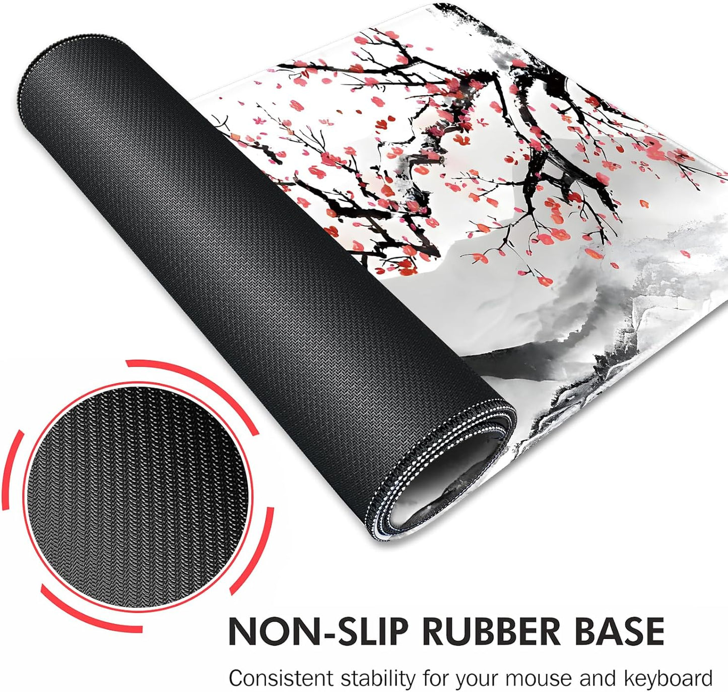 Galdas Gaming Mouse Mat Forest Background Pattern XXL XL Large Mouse Mat Long Extended Mouse Pad Desk Mat Non-Slip Rubber Mice Pads Stitched Edges Thin Pad (Ink and Wash)