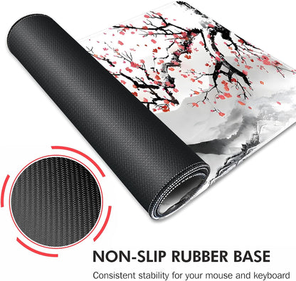 Galdas Gaming Mouse Mat Forest Background Pattern XXL XL Large Mouse Mat Long Extended Mouse Pad Desk Mat Non-Slip Rubber Mice Pads Stitched Edges Thin Pad (Ink and Wash)