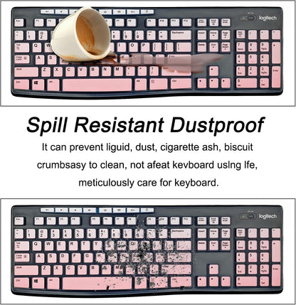 Keyboard Cover Silicone for Logitech K200 K260 K270, Keyboard Cover for Logitech K200 K260 K270 Ergonomic Wireless Keyboards, MK200 MK260 Keyboard Skin Waterproof Dustproof (Gradient Pink)