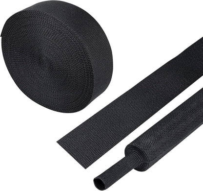 Heat Shrinkable Braided Sleeving 2:1 Ratio- Abrasion Protection Flexibility Wiring Harness Cable Sheath (1" ID, 12ft)