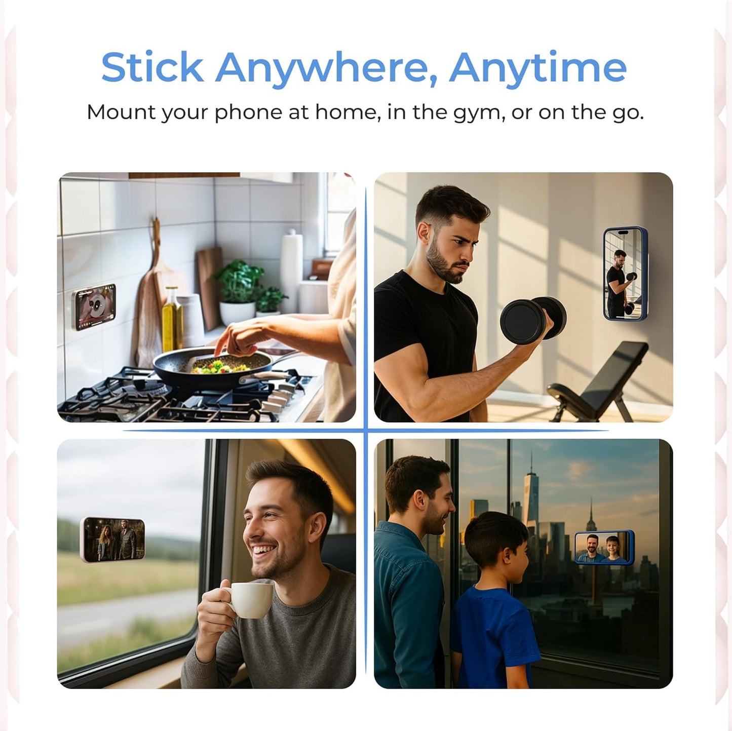 SUCKY Silicone Suction Phone Case Adhesive Mount - Anti-Slip Holder, Hands-Free Fidget Toy, Phone Accessory for iPhone and Android (Hot Pink, Double V2)