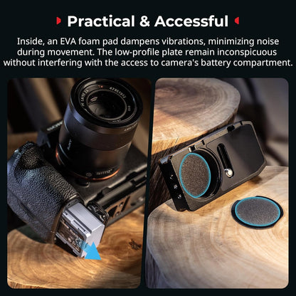 SmallRig Mount Plate for AirTag, Quick Release Camera Mount Baseplate for Arca-Type, Built-in EVA Pad, 1/4"-20 Screws, for Sony A7 III/ A7 IV/ A7C II/ A7C R/A6700 /A6400 /FX30 /FX3 /ZV-E10 II- MD5423