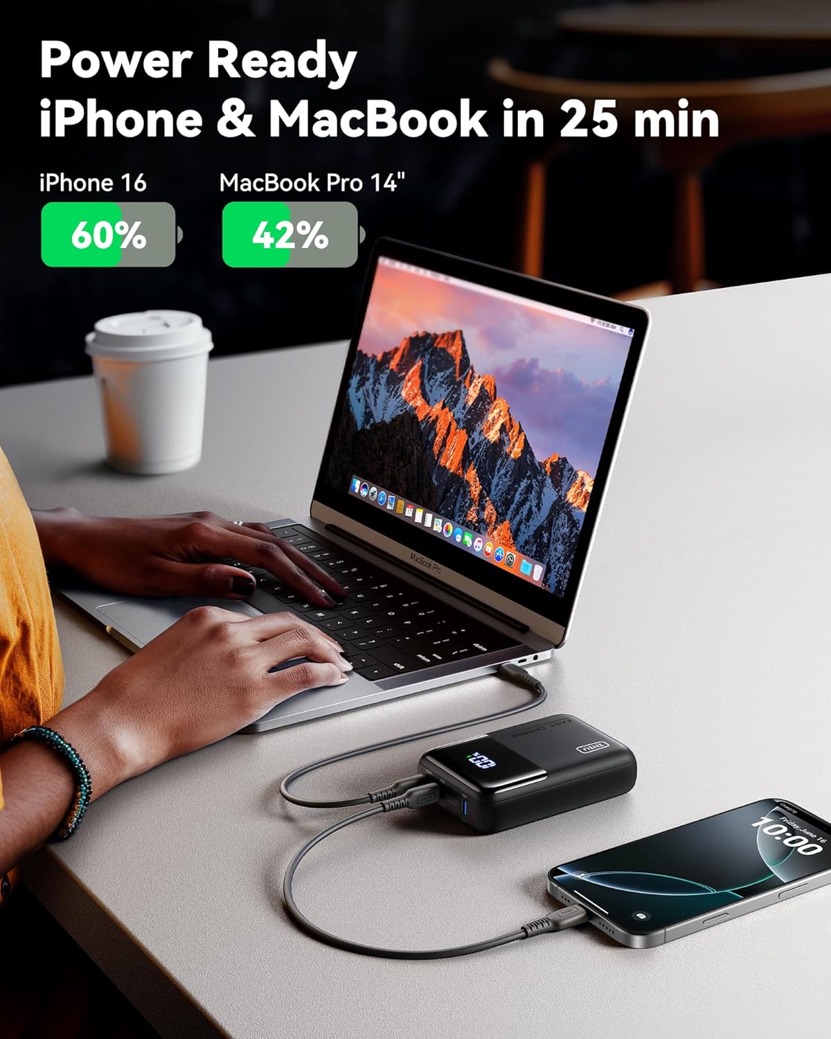 INIU Power Bank, 25000mAh 100W High Capacity Laptop & Phone Portable Charger, Fast Charging Flight Cruise Ship Family Essentials Traveling Powerbank for College Students Teen Boys Girls, Yellow