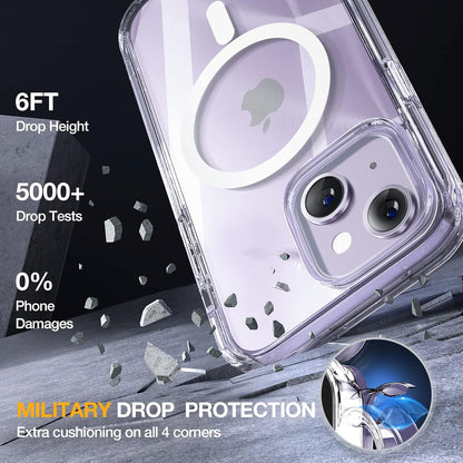 Miracase Magnetic for iPhone 14 Case 6.1'', [Bubble Free] Full-Body Bumper Phone case with Built-in Full Glass Screen &Lens Protector,No Gap,Compatible with MagSafe,Drop Proof 14 Cover,Clear