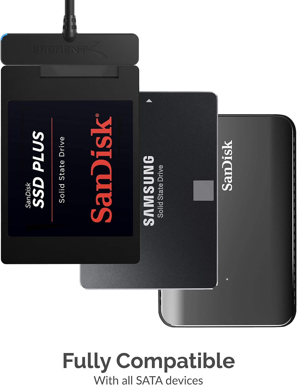 SABRENT SATA to USB Cable - USB 3.0 to 2.5” SATA I/II/III Hard Drive Adapter - External Converter for SSD/HDD Data Transfer (EC-SSHD)