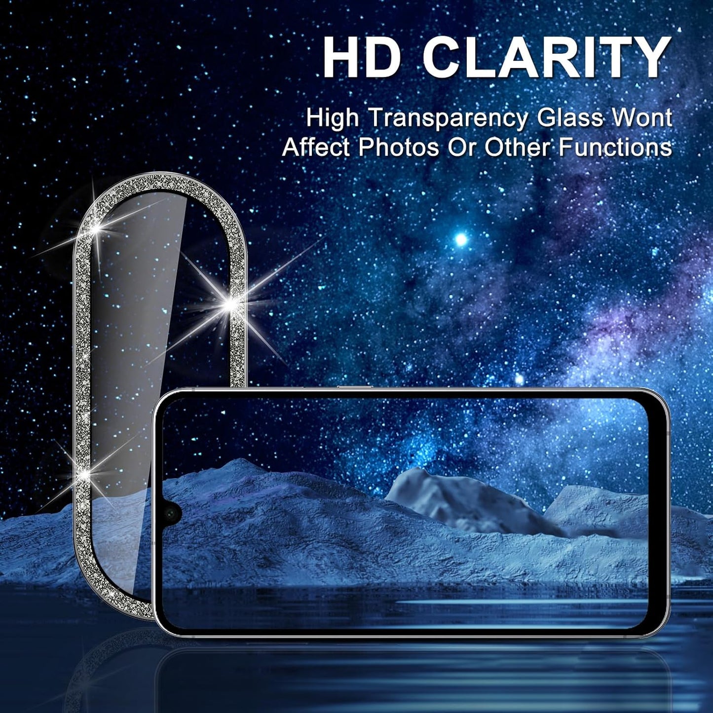 for Samsung Galaxy A26/A36/A56 Camera Lens Protector, Individual Metal Ring Tempered Glass Lens Cover, [Strong Adsorption] Scratch Resistant Ultra-Thin HD Clear Lens Cover, 1 Set-Black