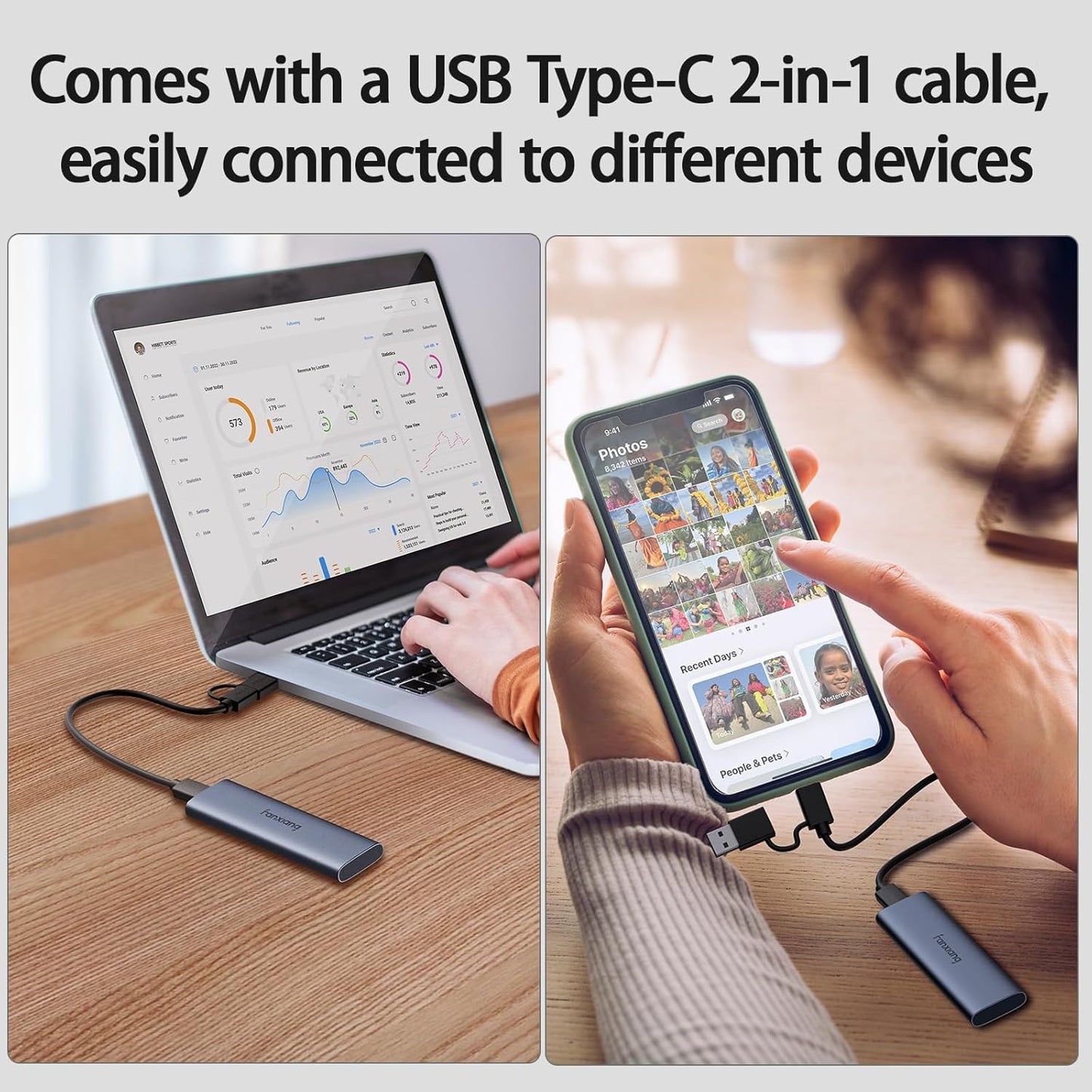 1TB External SSD - Portable SSD External Solid State Drive, 1000MB/s,USB 3.2 Gen2 Type-C, Aluminum Alloy, External Hard Drive for iPhone15/16,Android, Mac, Windows -PS1008