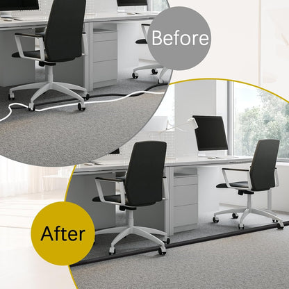 Floor Cord Cover 3.3FT Cord Covers for Wires on Floor Protect Wires & Prevent Trip Hazards, Easy to Cut for Home, Office, School, Concerts, Cavity W0.6in x H0.32in