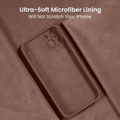 FireNova Designed for iPhone 15 Case, Silicone Upgraded [Camera Protection] Phone Case with [2 Screen Protectors], Soft Anti-Scratch Microfiber Lining Inside, 6.1 inch, Light Brown