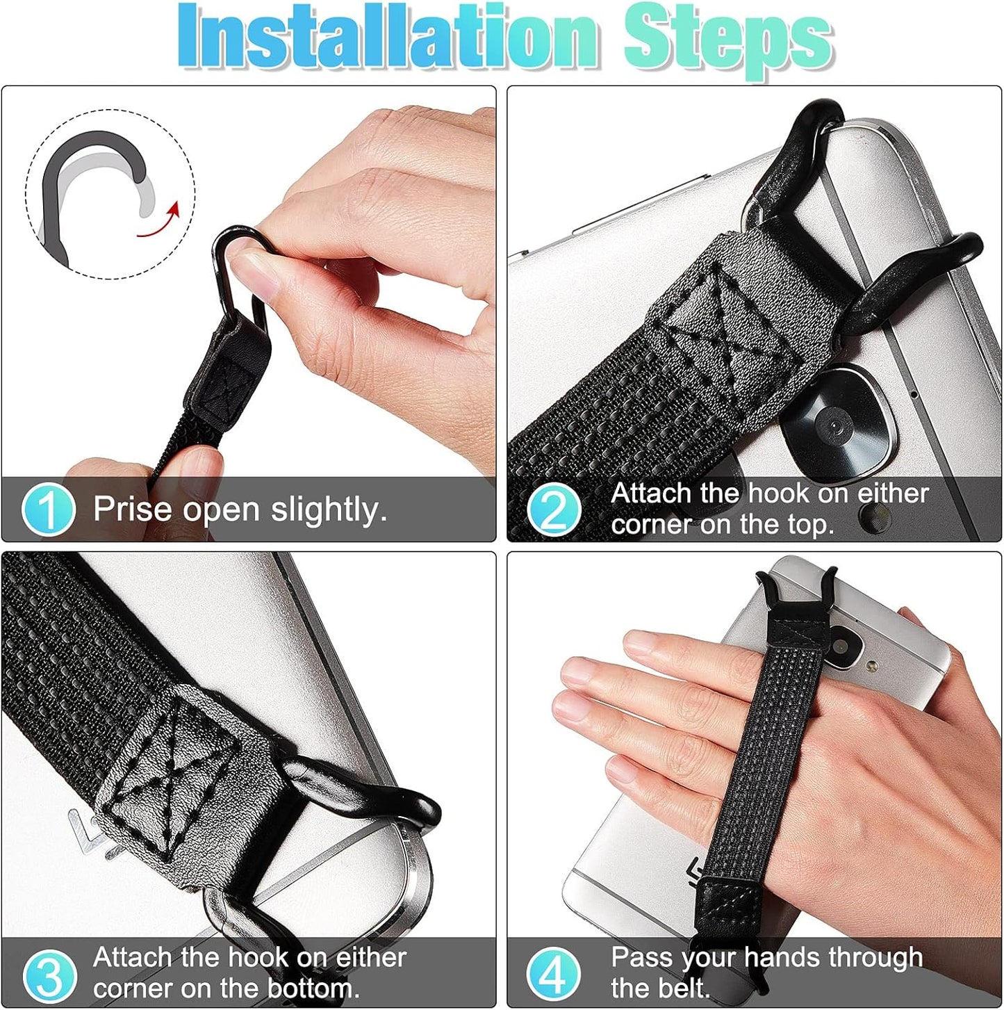 Weewooday 6 Pieces Mobile Phone Security Hand Strap Holder Security Hand Grip Phone Accessory for 5.2-7.5 Inch Smartphones