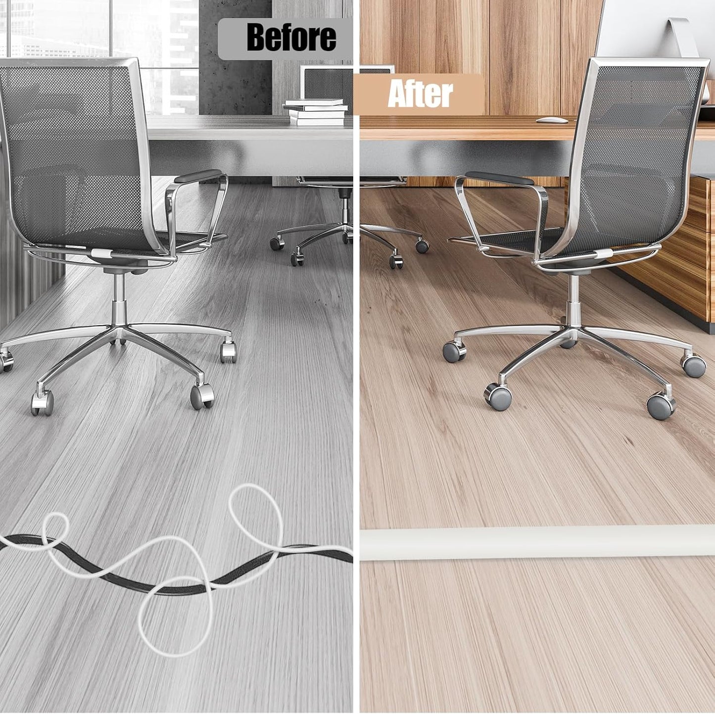 Floor Cord Cover Cable Cavity Self Adhesive Cord Hider Floor Floor Cable Management Power Cord Protector Floor Electric Cord Covers for Offices, Gym, Exhibitions (Beige, 2.36" x 3.3')