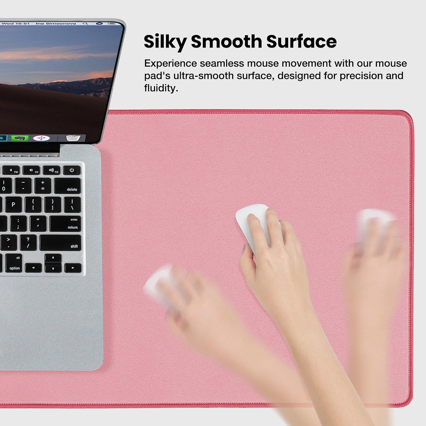 ALOANES Waterproof Mouse Pad with Durable Stitched Edge, XXXL gaming Keyboard Pad, Non-Slip Rubber Base Mouse Mat, Extended Desk pad for Gamer, Office & Home, Dark Rose Mousepad 35.4''x 15.7''x 0.12''