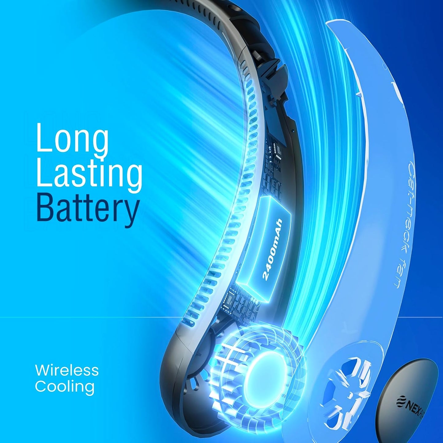 Portable Neck Fan -3 Speed Rechargeable Bladeless Neck Cooler, Quality Comfortable Lightweight, Personal Neck Fan For Women & Men Modern Design, Great Cooling Fan For Travel, Outdoors & Sports