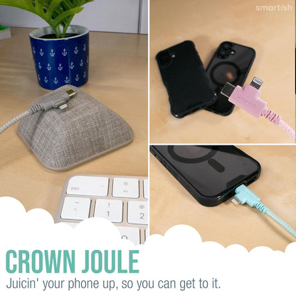 Smartish 2 in 1 USB C to USB C/Lightning Cable - Crown Joule - 6 Ft Fabric Wrapped Fast Charging Cord - for iPhone, Galaxy, Pixel - 100W Dual Fast Charger for Phones/Laptops - Teal Me More