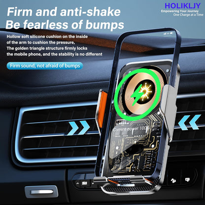 Car Phone Holder Charger Wireless Cell Phone Car Mount - 15W Fast Charging Auto-Clamping Air Vent Car Phone Mount Charger for iPhone 16 Pro Max 16 15 14 13 12 Pro and Sumsung Galaxy Series