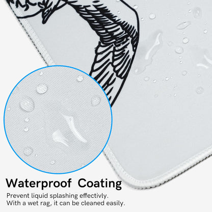 Large Gaming Mouse Pad for Desk,Kanagawa XXL Mouse Pad 35.4x15.7 Inch,Waterproof Desk Pad,Non-Slip Rubber Base Mice Pad,Keyboard Pad Computer Mat,White Mouse pad