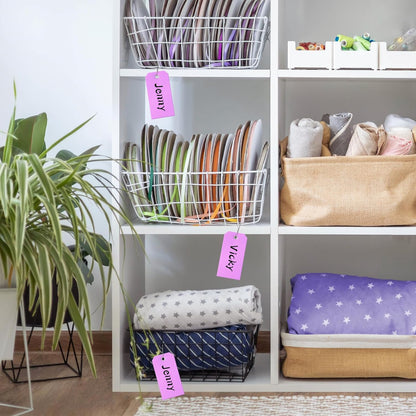 100 Plastic Shipping Tags - Waterproof, Durable, Light Purple, 4 3/4" x 2 3/8"