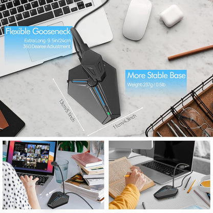 CMTECK Computer Microphone, G006Plus USB Desktop Condenser PC Laptop Mic, Mute Button with LED Indicators, Compatible with Windows/Mac (with Volume Knob)