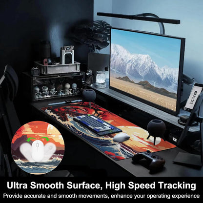 Mouse Pad, Large Huge Moon Over The Sea Desk Mat, Extended Non-Slip Gaming Keyboard Mousepad Desk Pad, Thick Stitched Edges Waterproof Mouse Mat 31.5"x15.7" (Beautiful Natural Landscape)