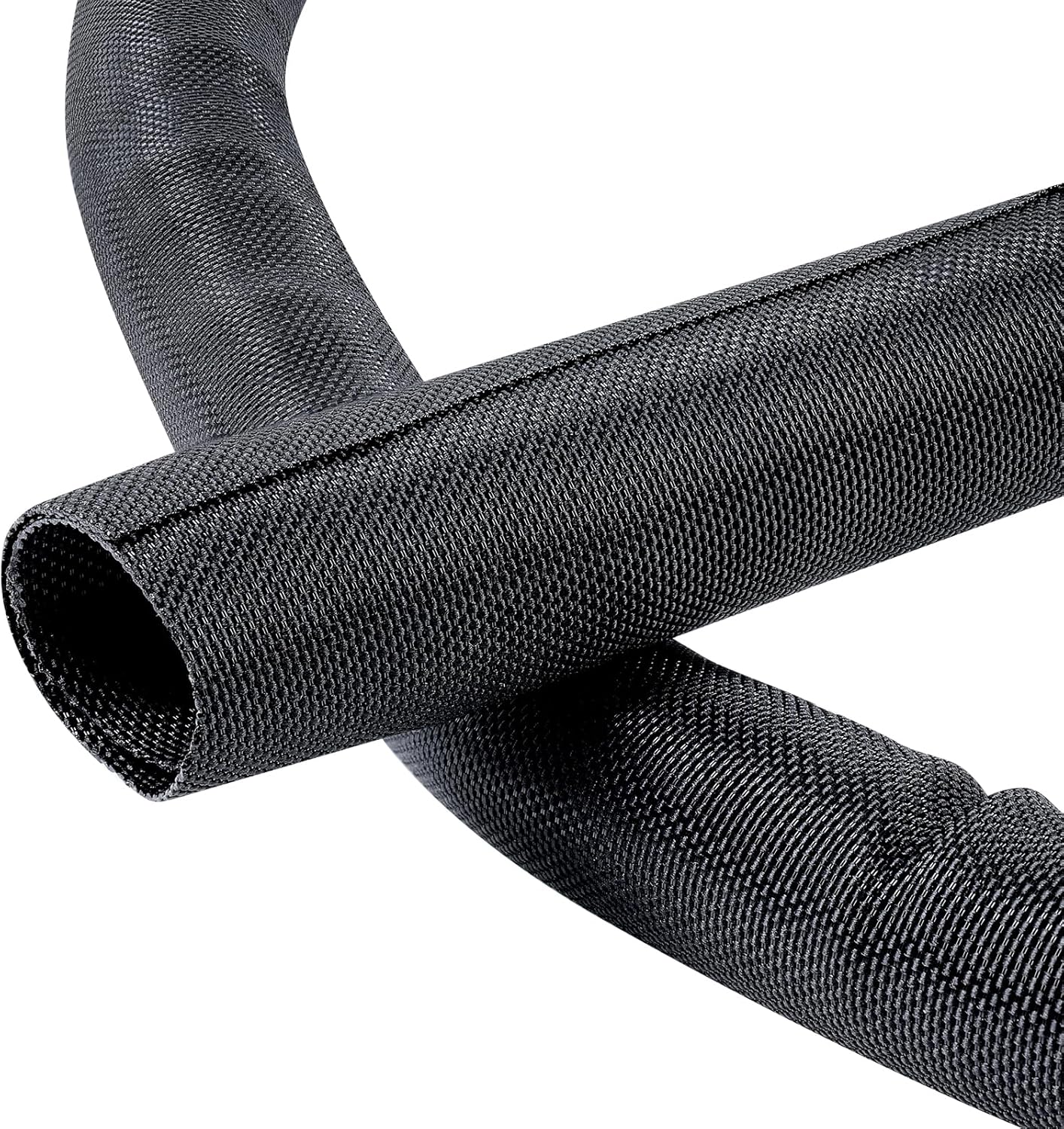 Black Braided Cable Management Sleeves Wire Loom Tubing Cord Protector Self-Wrapping (1"-15Feet)
