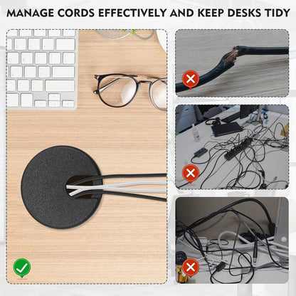 2 Pcs Desk Grommet 1.5Inch, ABS Plastic Desk Hole Cover, U-Shaped Desk Wire Hole Insert for Office Home School Computer Desk Equipment Cable Cord Organizer