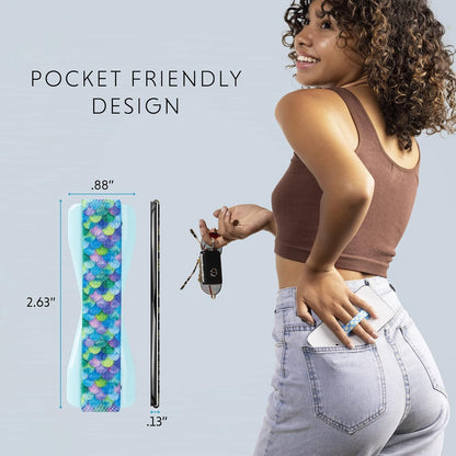 LOVEHANDLE Universal Phone Grip for Smartphones & Mini Tablets - Phone Holder for Hand - Wireless Charging Compatible - Made in The USA - Mermaid Scales