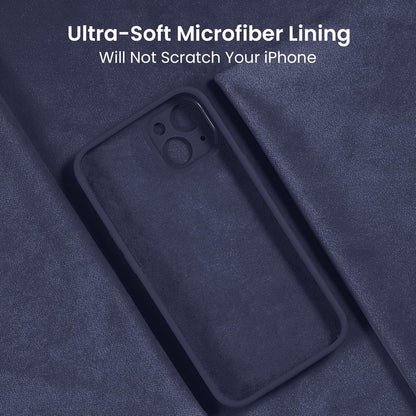 FireNova Designed for iPhone 15 Case, Silicone Upgraded [Camera Protection] Phone Case with [2 Screen Protectors], Soft Anti-Scratch Microfiber Lining Inside, 6.1 inch, Navy Blue