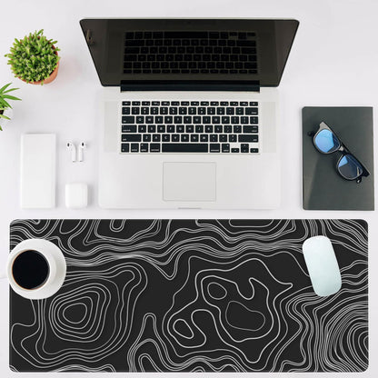 Mouse Pad Large Topographic Map Lines Non-Slip Game Desk Mat with Stitched Edge Laptop Keyboard Desk Pad for Work Home Gaming (35.4 x 15.7 Inches)