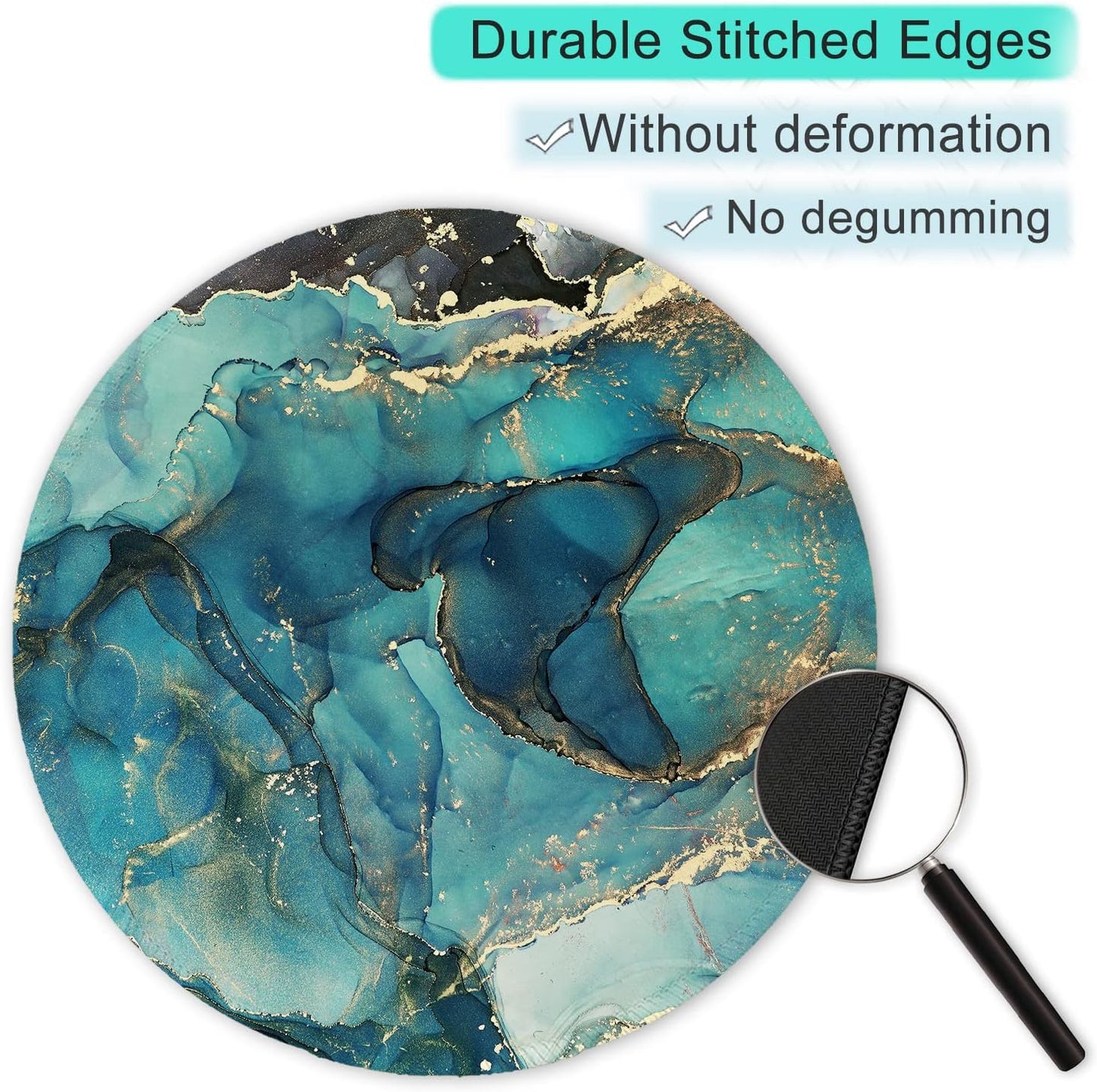 ITNRSIIET Round Mouse Pad with Stitched Edge Premium-Textured Waterproof Non-Slip Rubber Base Desktop Protection Mat Diameter 8.7 inches, Abstract Ink Tempera