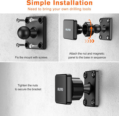 OHLPRO Magnetic Tablet Wall Mount Holder, 360° Rotatable Drilling Base iPad Wall Holder with 2 Metal Plate, Strong Magnet Fits Tablet, Stand for Wall, Boat and Cabinet