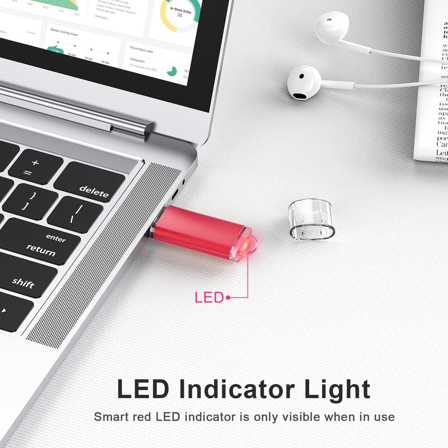 TOPESEL 10 Pack 8GB USB 2.0 Flash Drive Memory Stick Thumb Drives (5 Mixed Colors: Black Blue Green Red Silver)