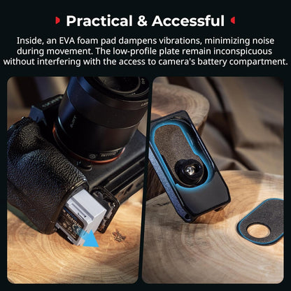 SmallRig Universal Mount Plate for AirTag, for SmartTag2, Quick Release Camera Mount Baseplate for Arca-Type, Built-in EVA Pad, 1/4"-20 Screws for Sony, for Canon, for Nikon - MD5422