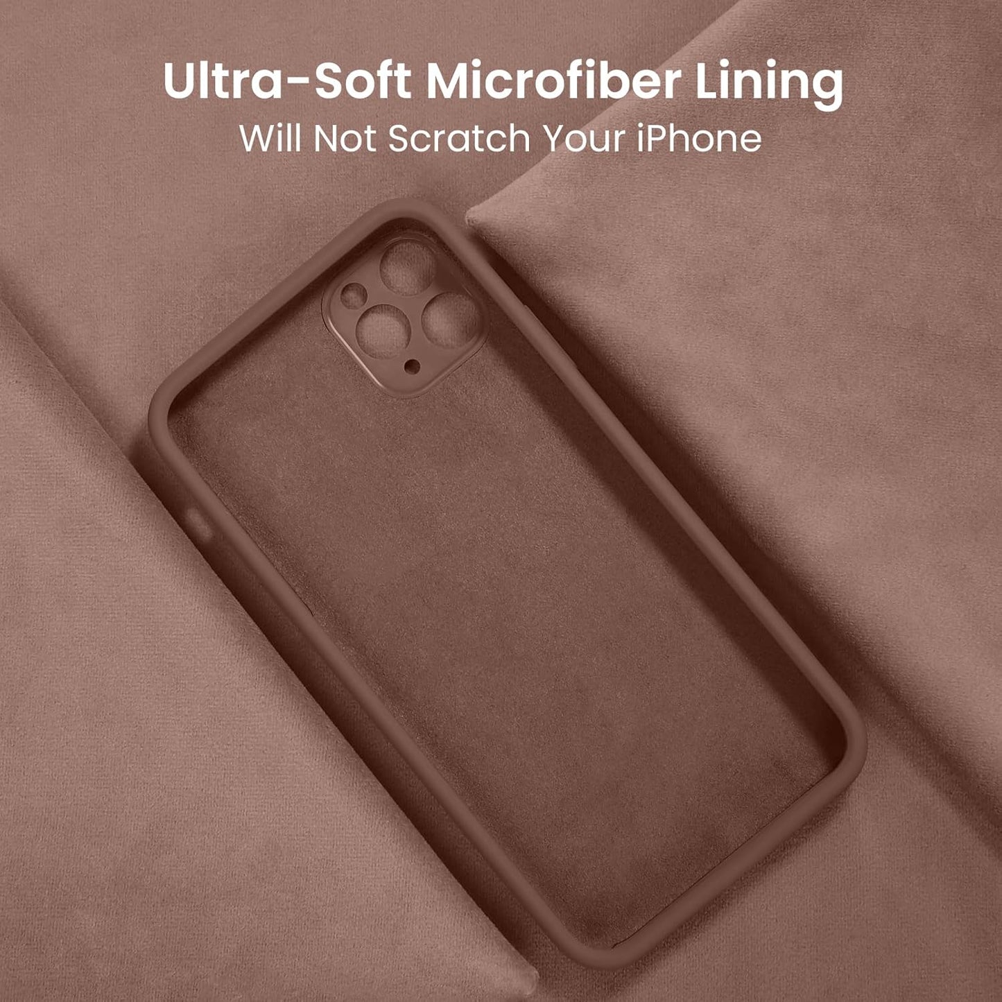 FireNova Designed for iPhone 13 Pro Case, Silicone Upgraded [Camera Protection] Phone Case with [2 Screen Protectors], Soft Anti-Scratch Microfiber Lining Inside, 6.1 inch, Light Brown