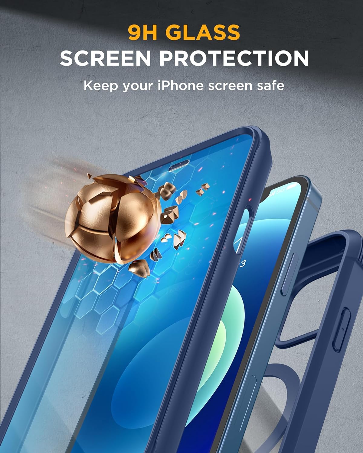 Miracase Magnetic for iPhone 12 mini Case, [360 Full-Body Protection & Complete Camera Guard], Drop & Scratch-Resistant, Shockproof, Stylish Clear iPhone Case, iPhone 12 mini Cover, Blue