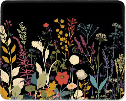 ITNRSIIET Mouse Pad with Stitched Edge Premium Textured Smooth Precise Operation Waterproof Washable Non-Slip Rubber Base Desktop Protection Mat, 10.2×8.3×0.12 inches, Pretty Flowers Plants