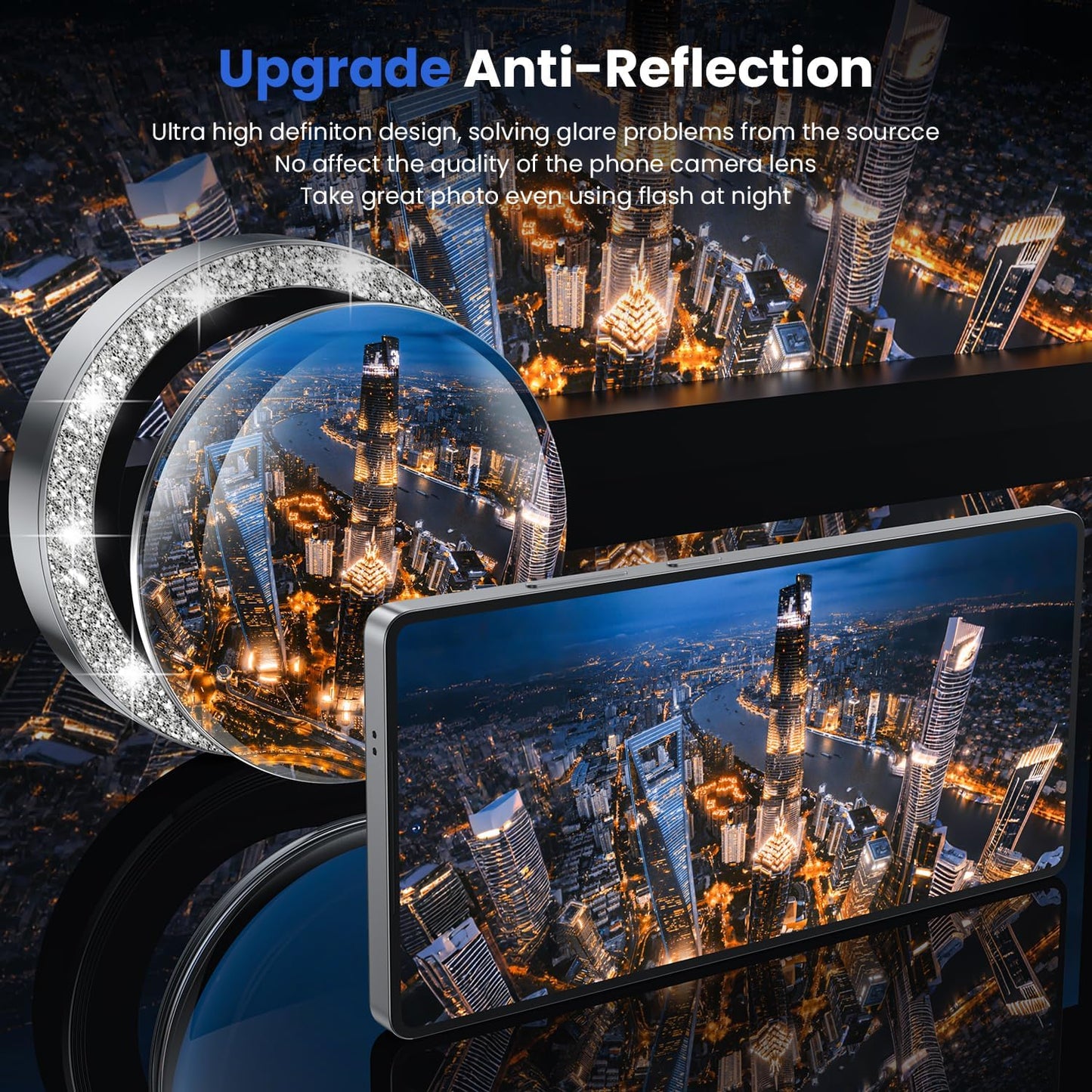 WSKEN for Samsung Galaxy S25 Ultra Camera Lens Protector - Ultra Thin Case Friendly, 9H Shatterproof Tempered Glass with Aluminum Metal Circle Camera Screen Protector Cover Accessories, Glitter