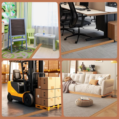 Floor Cord Cover for Wires on Floor Self Adhesive Cord Hider Floor Cable Management Wire Covers for Cords Protector Prevent Cable Trips Cord Cavity W 0.51" x H 0.31", Brown Wood, 20Ft