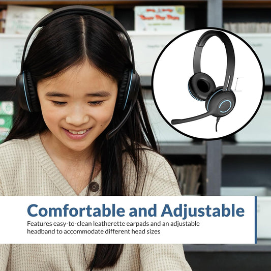 Cyber Acoustics USB Stereo Headset (AC-5008-80) – Durable, Crisp, and Clear Communication in Classrooms and at Home - 80 Pack
