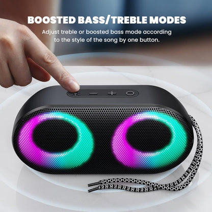 MIATONE Drum Shower Speaker with LED Lights, IPX7 Waterproof Bluetooth Speaker, 15W Loud Sound, Bluetooth 5.3, 24H Playtime, Portable Speaker for Bathroom, Shower, Pool, Beach, Teen Boys Girls Gifts