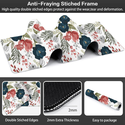 Watercolor Flowers Desk Mat,Large Colorful Floral Gaming Keyboard Mouse Pad,Non-Slip Rubber Base Desk Pad Thick Stitched Edges Waterproof Mousepad Mouse Mat 31.5"x11.8"