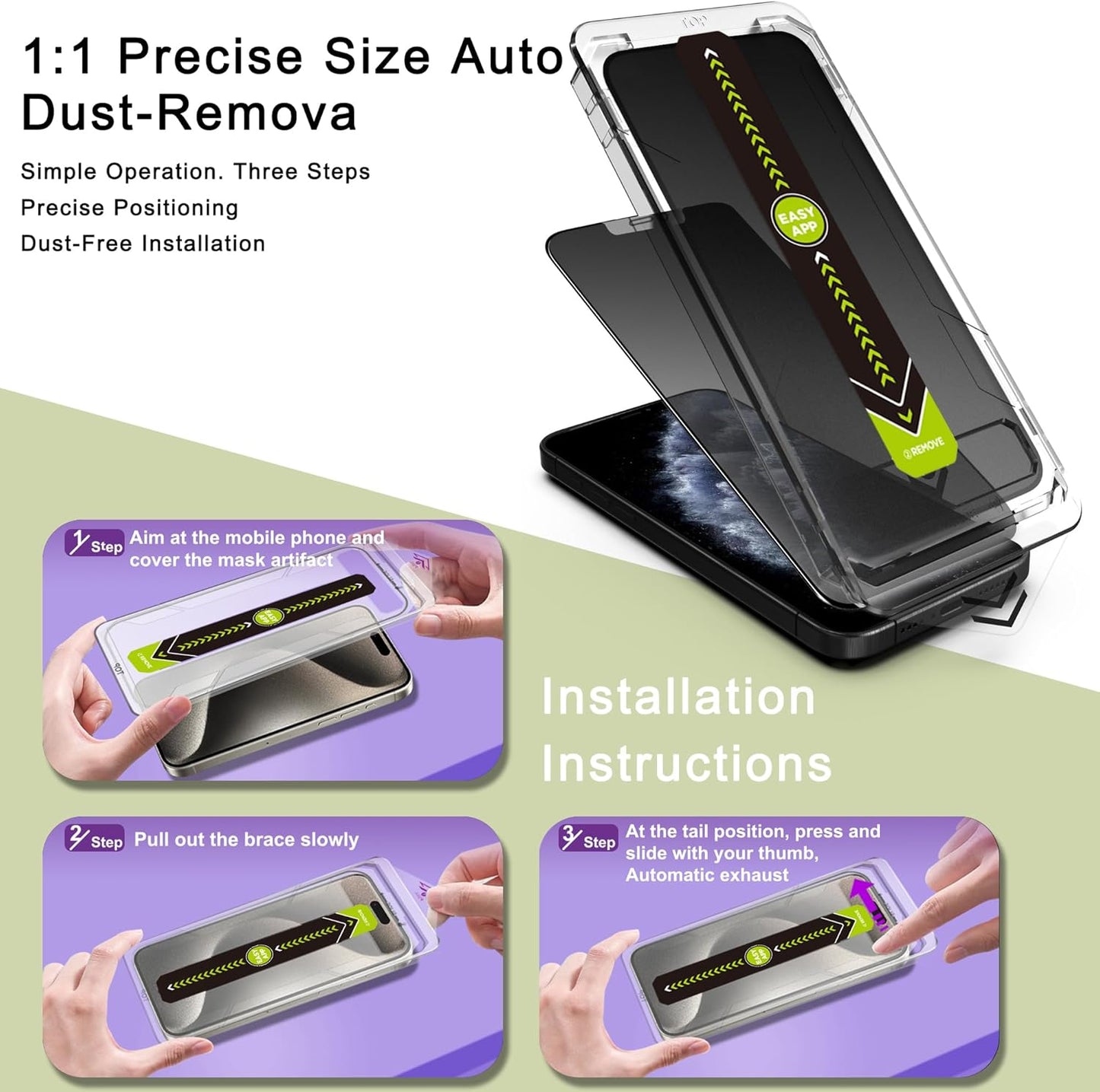 (2-Pack Matte Privacy Anti-Spy Screen Protector for iPhone 11 Pro Max/XS Max (6.5-Inch),9H Tempered Glass,Anti-Glare,Full Coverage,Anti-Fingerprint,Auto Dust Removal,Bubble-Free